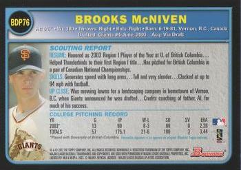 2003 Bowman Draft Picks & Prospects #BDP76 Brooks McNiven Back