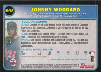 2003 Bowman Draft Picks & Prospects #BDP88 Johnny Woodard Back