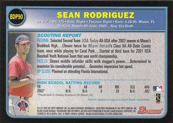 2003 Bowman Draft Picks & Prospects #BDP90 Sean Rodriguez Back
