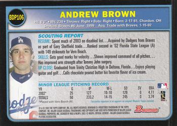 2003 Bowman Draft Picks & Prospects #BDP106 Andrew Brown Back