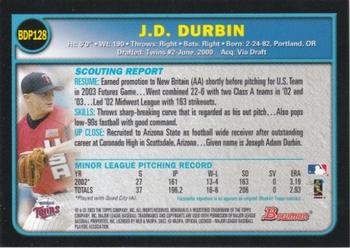 2003 Bowman Draft Picks & Prospects #BDP128 J.D. Durbin Back