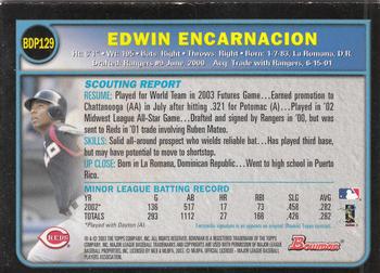 2003 Bowman Draft Picks & Prospects #BDP129 Edwin Encarnacion Back