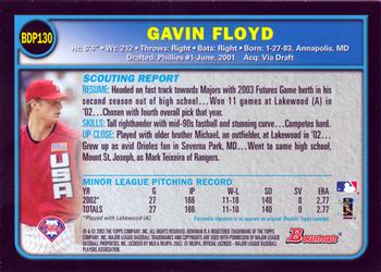 2003 Bowman Draft Picks & Prospects #BDP130 Gavin Floyd Back