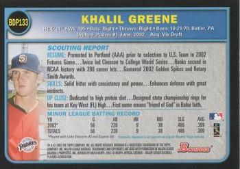 2003 Bowman Draft Picks & Prospects #BDP133 Khalil Greene Back