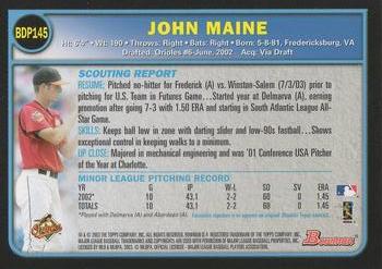 2003 Bowman Draft Picks & Prospects #BDP145 John Maine Back