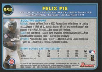 2003 Bowman Draft Picks & Prospects #BDP152 Felix Pie Back