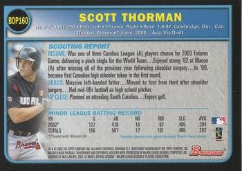 2003 Bowman Draft Picks & Prospects #BDP160 Scott Thorman Back