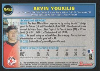 2003 Bowman Draft Picks & Prospects #BDP164 Kevin Youkilis Back