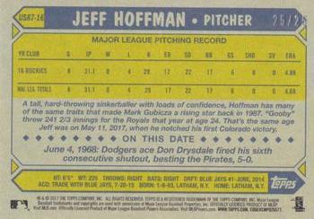2017 Topps Update - 1987 Topps Baseball 30th Anniversary Red #US87-16 Jeff Hoffman Back