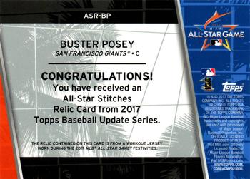 2017 Topps Update - All-Star Stitches Relics #ASR-BP Buster Posey Back
