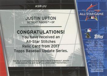 2017 Topps Update - All-Star Stitches Relics #ASR-JU Justin Upton Back