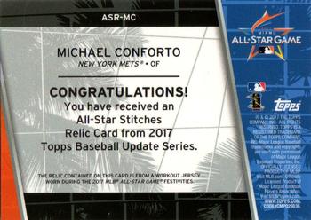 2017 Topps Update - All-Star Stitches Relics Gold #ASR-MC Michael Conforto Back