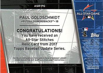 2017 Topps Update - All-Star Stitches Relics Gold #ASR-PG Paul Goldschmidt Back