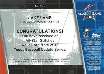 2017 Topps Update - All-Star Stitches Relics Orange #ASR-JL Jake Lamb Back