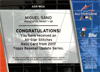 2017 Topps Update - All-Star Stitches Relics Orange #ASR-MSA Miguel Sano Back