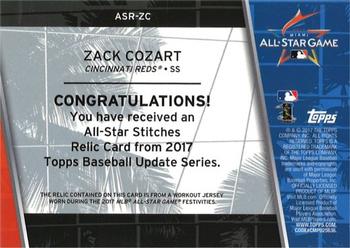 2017 Topps Update - All-Star Stitches Relics Orange #ASR-ZC Zack Cozart Back