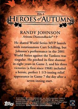 2017 Topps Update - Heroes of Autumn #HA-1 Randy Johnson Back