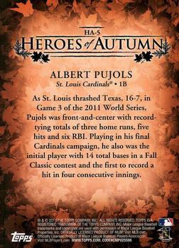 2017 Topps Update - Heroes of Autumn #HA-5 Albert Pujols Back