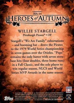 2017 Topps Update - Heroes of Autumn #HA-14 Willie Stargell Back