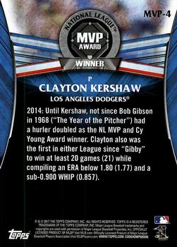 2017 Topps Update - MVP Award Winners #MVP-4 Clayton Kershaw Back