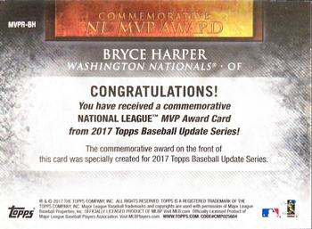 2017 Topps Update - MVP Award Commemorative Medallions #MVPR-BH Bryce Harper Back