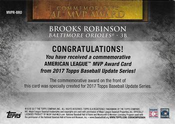 2017 Topps Update - MVP Award Commemorative Medallions #MVPR-BRO Brooks Robinson Back