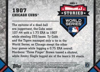 2017 Topps Update - Storied World Series #SWS-1 1907 Chicago Cubs Back
