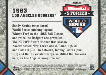 2017 Topps Update - Storied World Series #SWS-3 1963 Los Angeles Dodgers Back