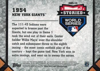 2017 Topps Update - Storied World Series #SWS-12 1954 New York Giants Back