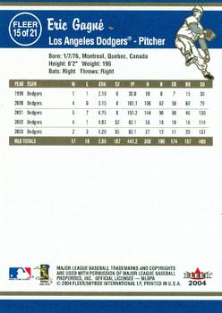2004 Fleer Tradition Los Angeles Dodgers SGA #15 Eric Gagne Back