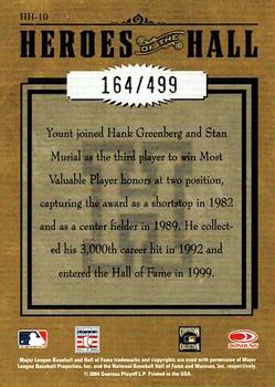 2004 Donruss Studio - Heroes of the Hall Gold #HH-10 Robin Yount Back