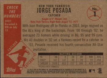 2003 Bowman Heritage #1 Jorge Posada Back