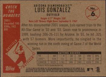 2003 Bowman Heritage #6 Luis Gonzalez Back