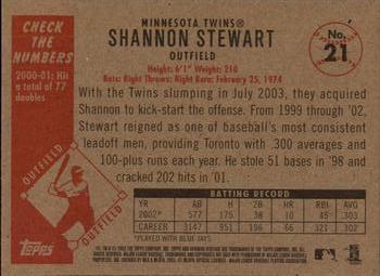 2003 Bowman Heritage #21 Shannon Stewart Back