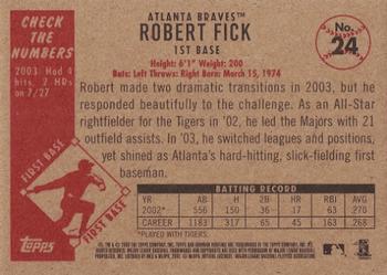 2003 Bowman Heritage #24 Robert Fick Back