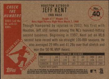 2003 Bowman Heritage #40 Jeff Kent Back