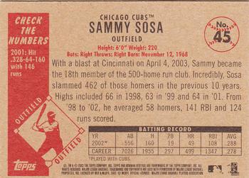 2003 Bowman Heritage #45 Sammy Sosa Back