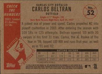 2003 Bowman Heritage #52 Carlos Beltran Back