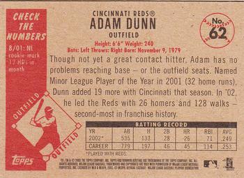 2003 Bowman Heritage #62 Adam Dunn Back