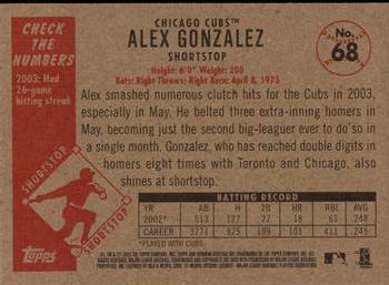 2003 Bowman Heritage #68 Alex Gonzalez Back