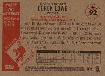 2003 Bowman Heritage #92 Derek Lowe Back