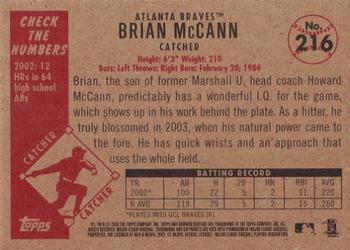 2003 Bowman Heritage #216 Brian McCann Back