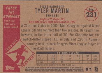2003 Bowman Heritage #231 Tyler Martin Back