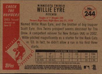 2003 Bowman Heritage #244 Willie Eyre Back