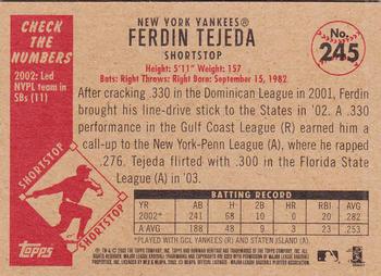 2003 Bowman Heritage #245 Ferdin Tejeda Back
