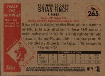 2003 Bowman Heritage #265 Brian Finch Back