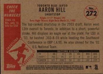 2003 Bowman Heritage #272 Aaron Hill Back