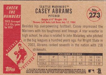 2003 Bowman Heritage #273 Casey Abrams Back