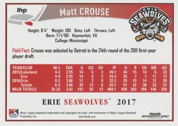 2017 Grandstand Erie SeaWolves #NNO Matt Crouse Back