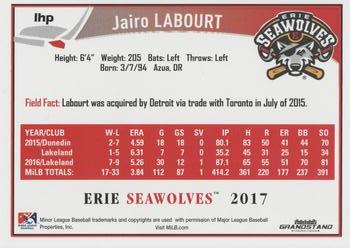 2017 Grandstand Erie SeaWolves #NNO Jairo Labourt Back